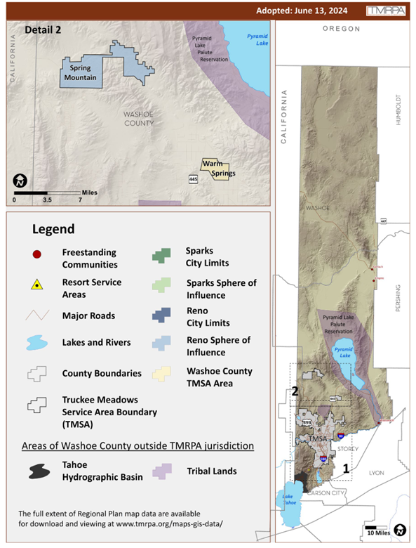 Map and legend showing regional jurisdictions